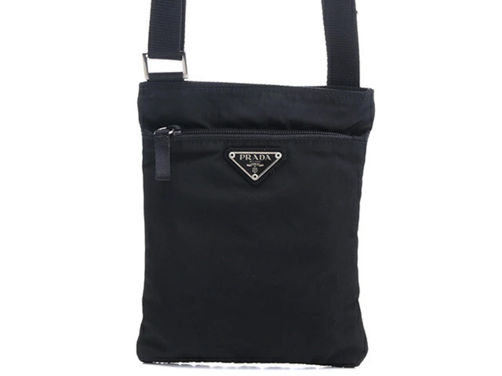 Prada flat messenger crossbody bag Black